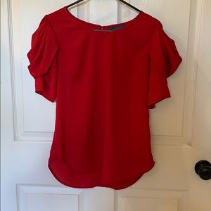 Amazing brand new red blouse w puffy sleeves &gold